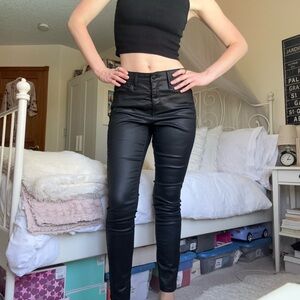 universal thread black coated faux leather mid rise skinny jeans